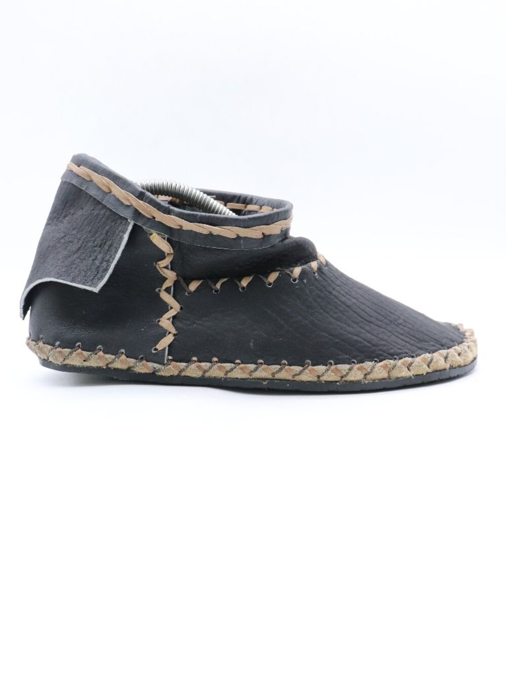 Beatrice Valenzuela Black Leather Women's 8.5 Contrast Stitch Moccasin Boots